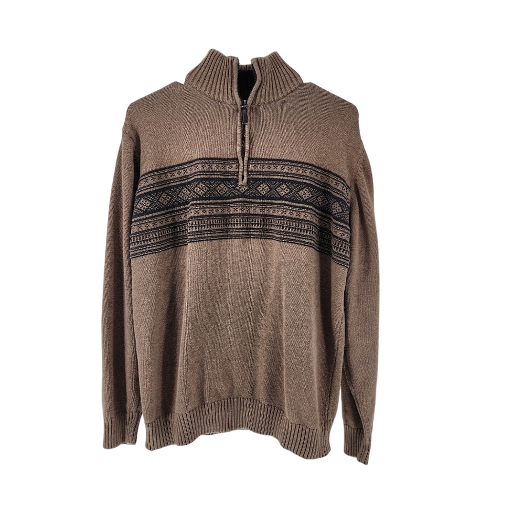 Oscar De La Renta Men's Quarter-Zip High Neck Pullover Sweater - L